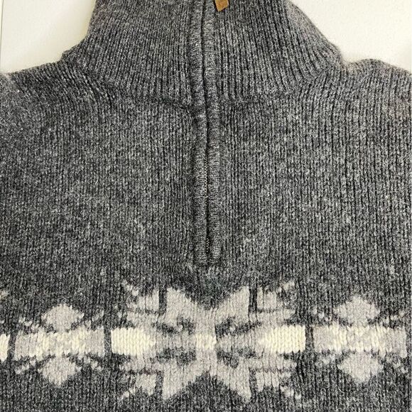 Vintage Patrol Shetland Wool Fair Isle Heather Gray 1/4 Zip Sweater Women Large - Picture 6 of 14